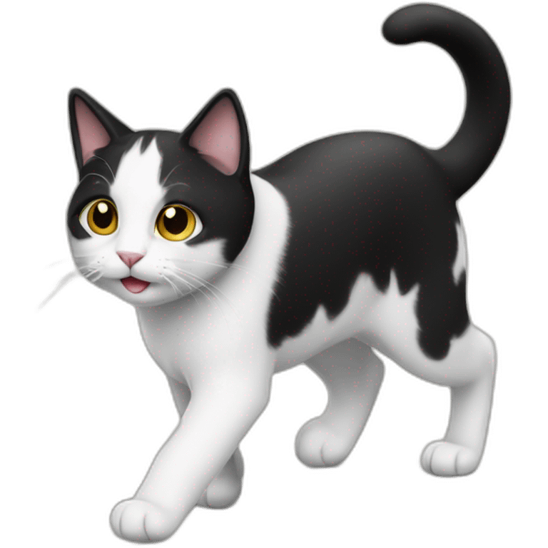 Black and white cat walking emoji