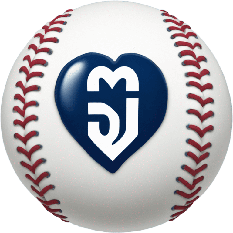 Baseball heart with navy Blue N on it emoji