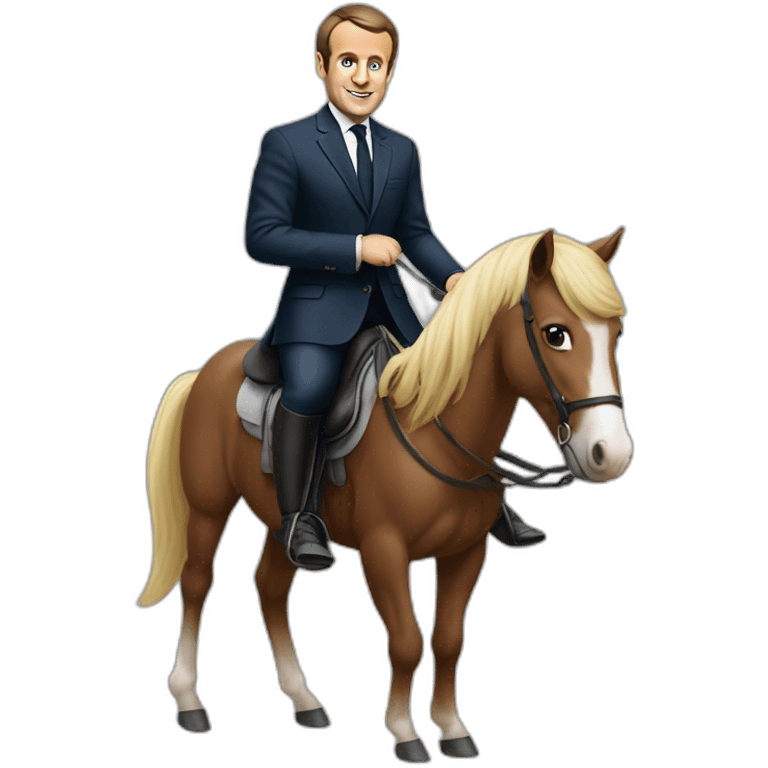 Emmanuel Macron on a poney emoji