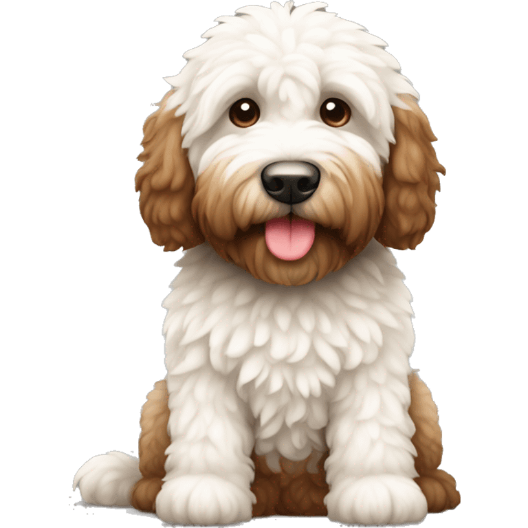 White and brown Labradoodle full body emoji