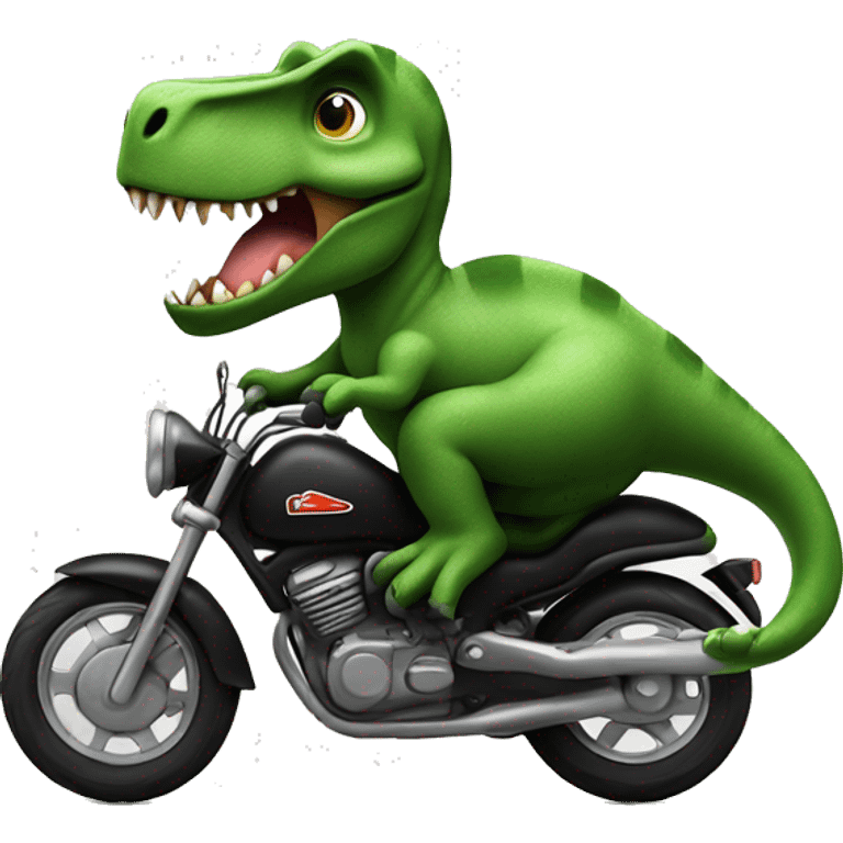 Dinosaur riding black motorbike emoji