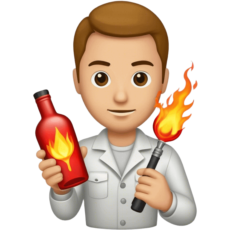 Man holding a Molotov cocktail emoji