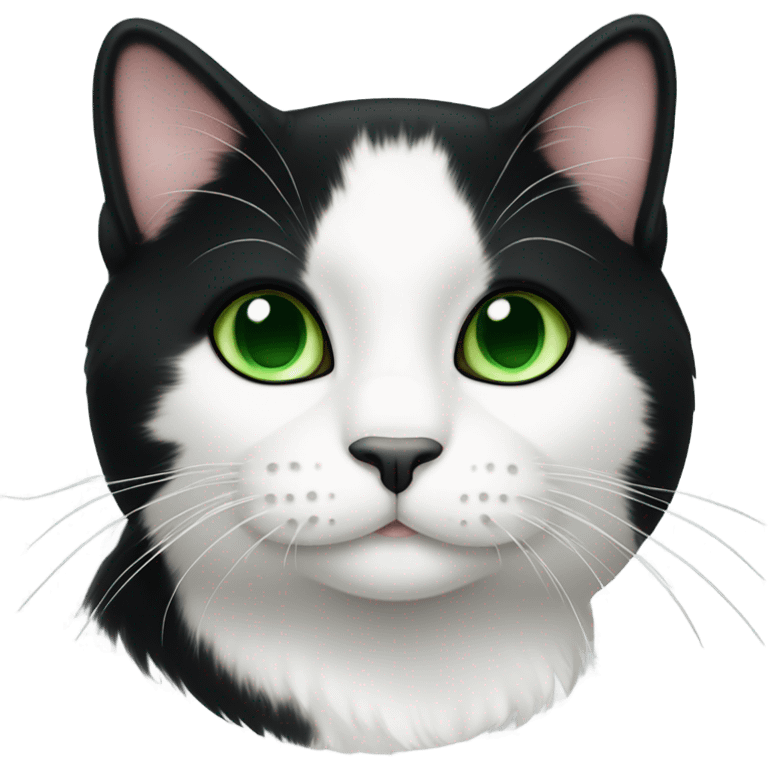 Tuxedo cat with green eyes and white paws emoji