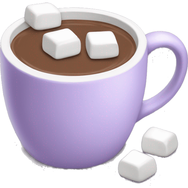 Light purple mug of hot chocolate with marshmallows  emoji