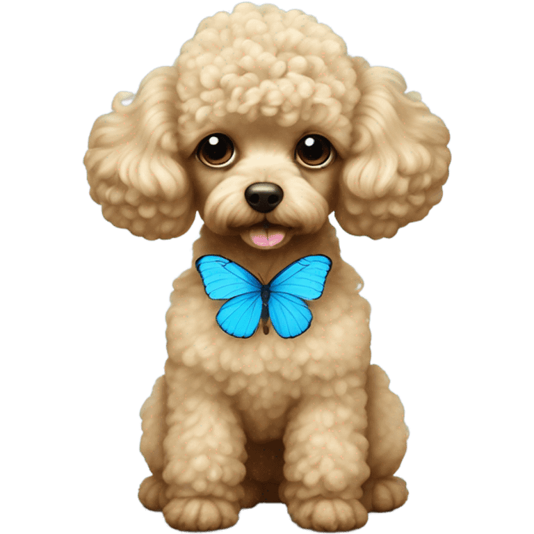 Blonde Toy poodle with blue butterfly  emoji