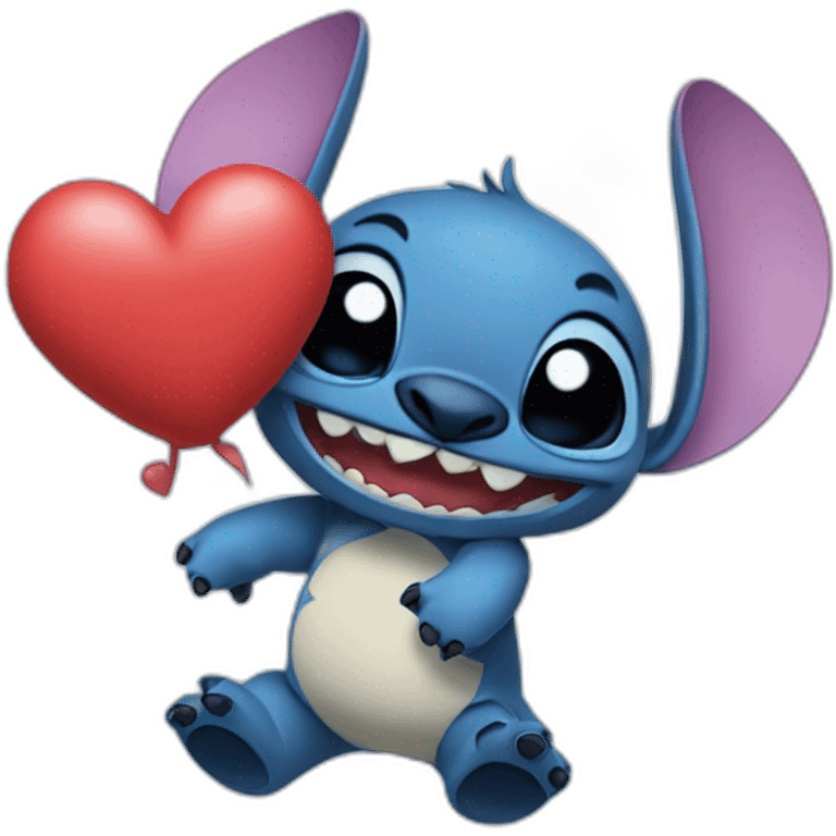 Stich con un corazón diciendo hola bombón emoji