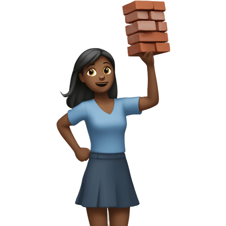 Girl throwing a brick emoji