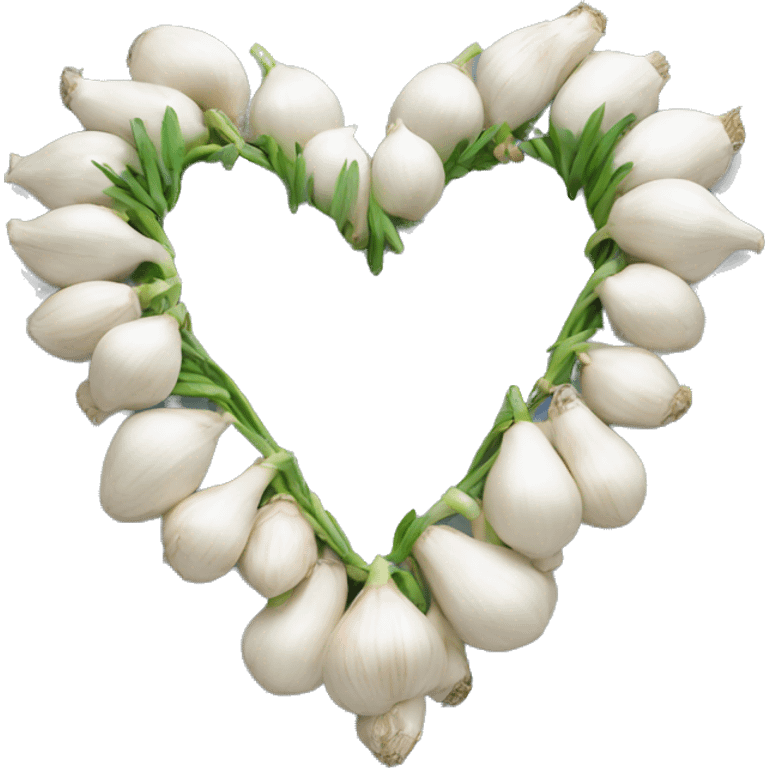 white heart adorned with garlic garland emoji