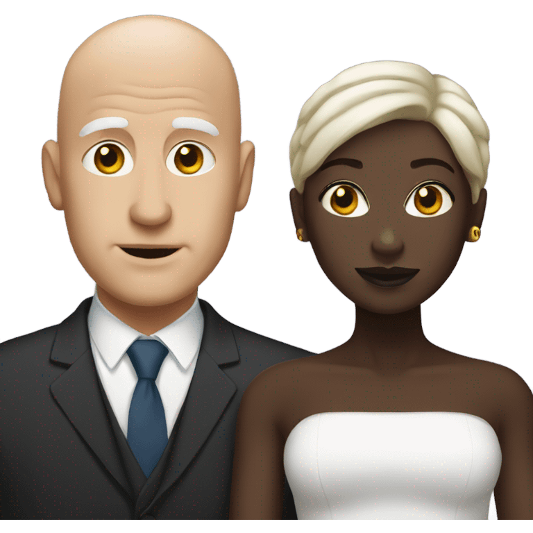 Bald white  man with dark woman emoji