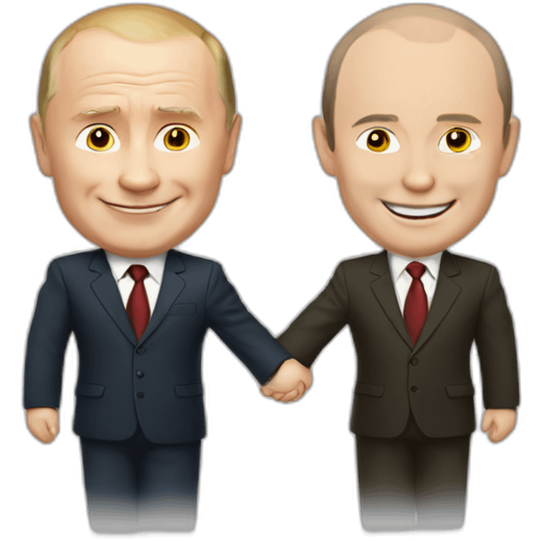 Putin and Netanjahu holding hands weile smiling to the camera emoji