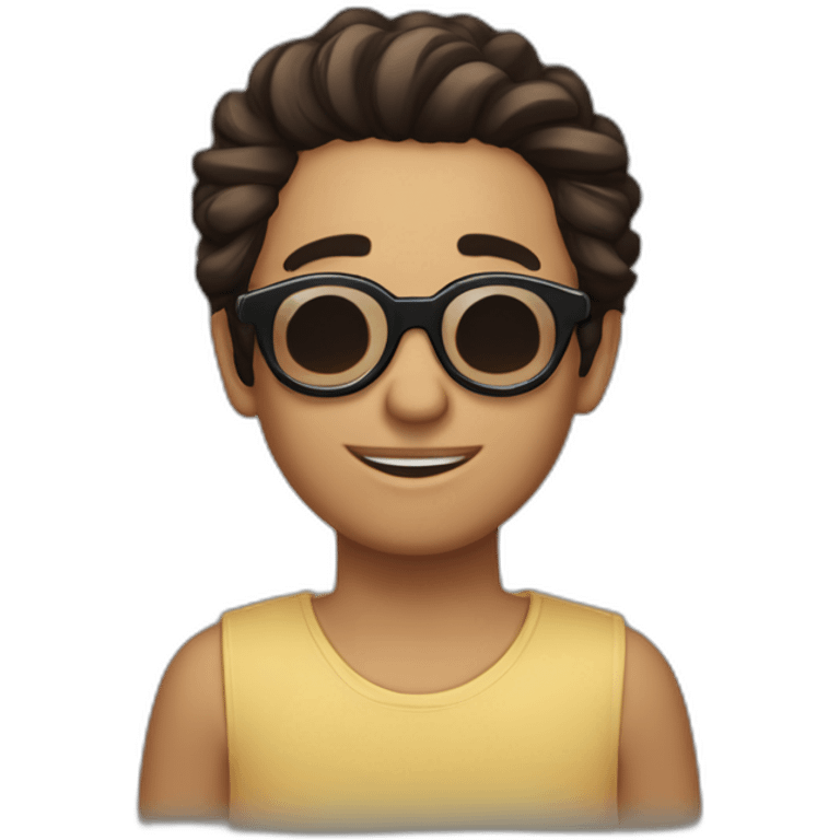 chico con cabello corto, de tes morena con gafas para ver  emoji