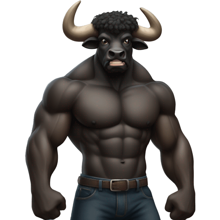 A Muscular black bull emoji