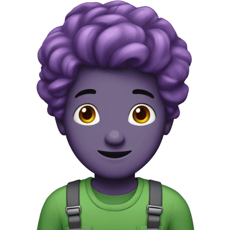 A guy with purple Hair green overal And 230 number emoji