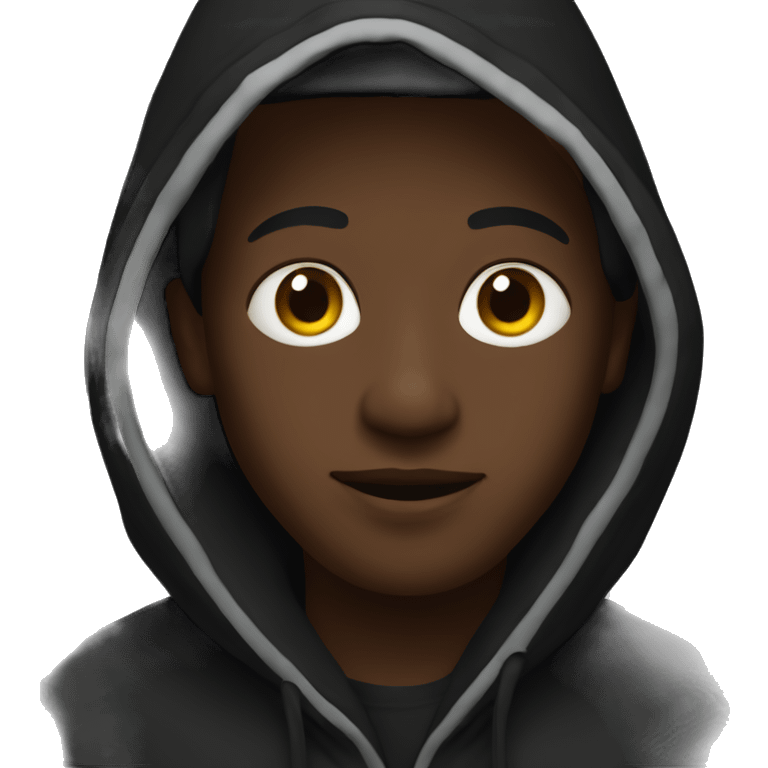 create a black boy in a black hood in a auv emoji