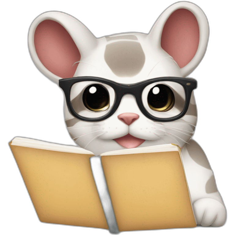 hazme a un cochinilla con lentes de vista mientras usa una notebook emoji