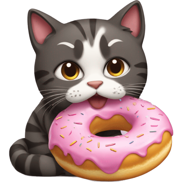 Cat eating donut emoji