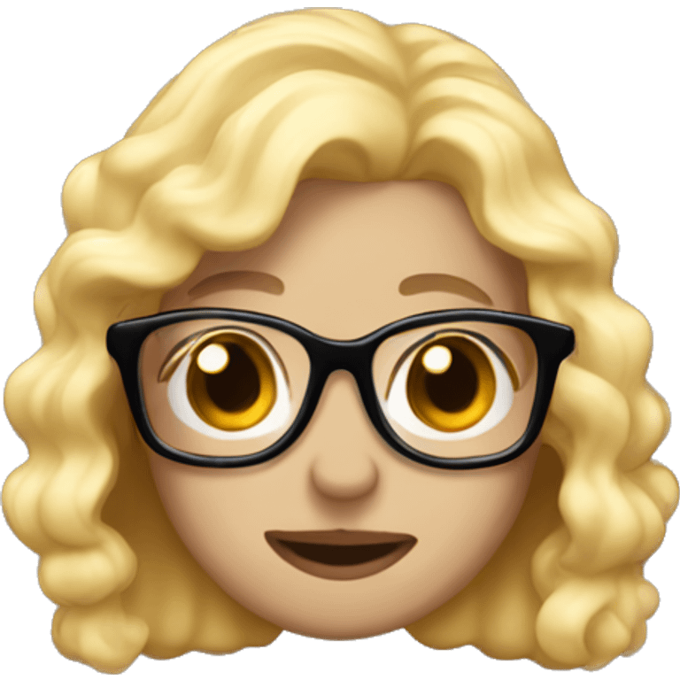 Blonde hair emoji with glasses eating popcorn emoji