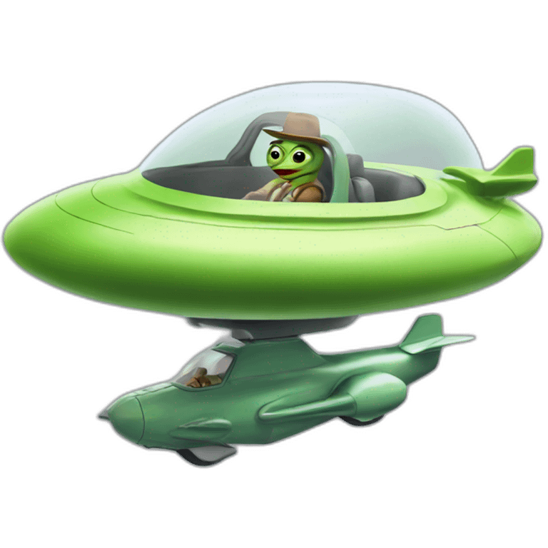 pepe driving in flying saucer emoji