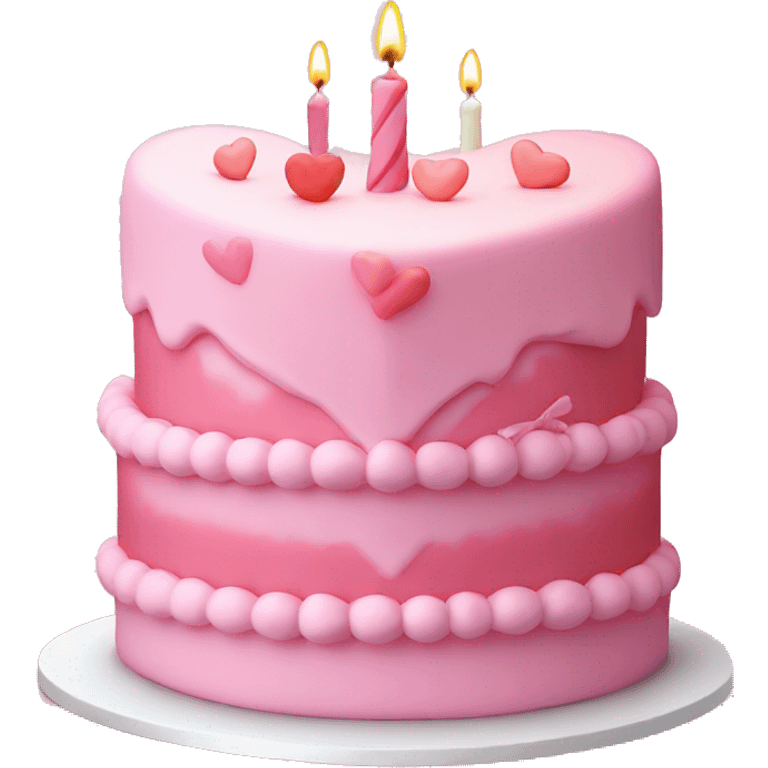 Pink heart shaped fancy birthday cake emoji