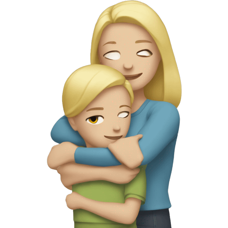 blonde woman hugging child emoji