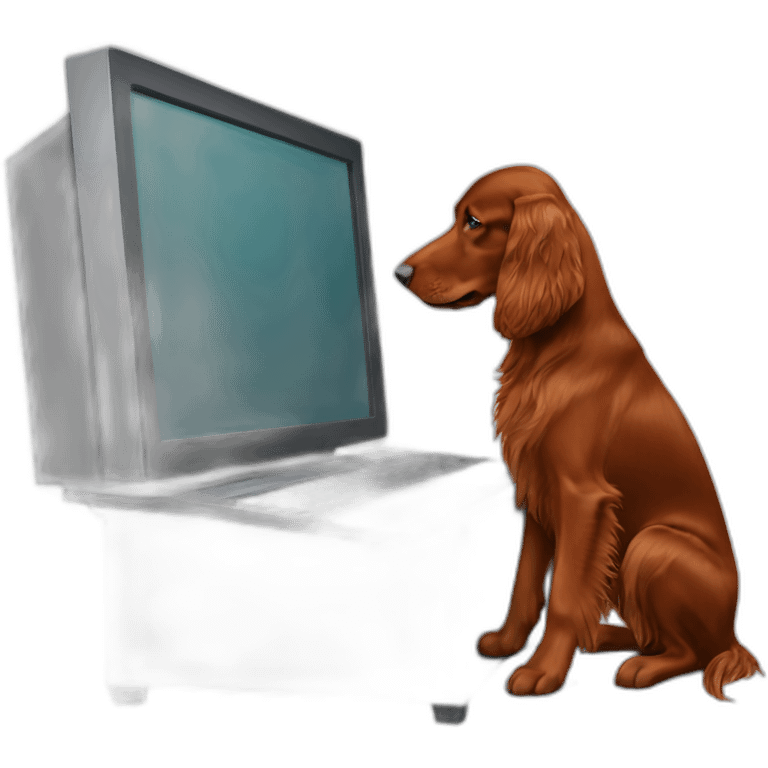 irish setter working on computer emoji