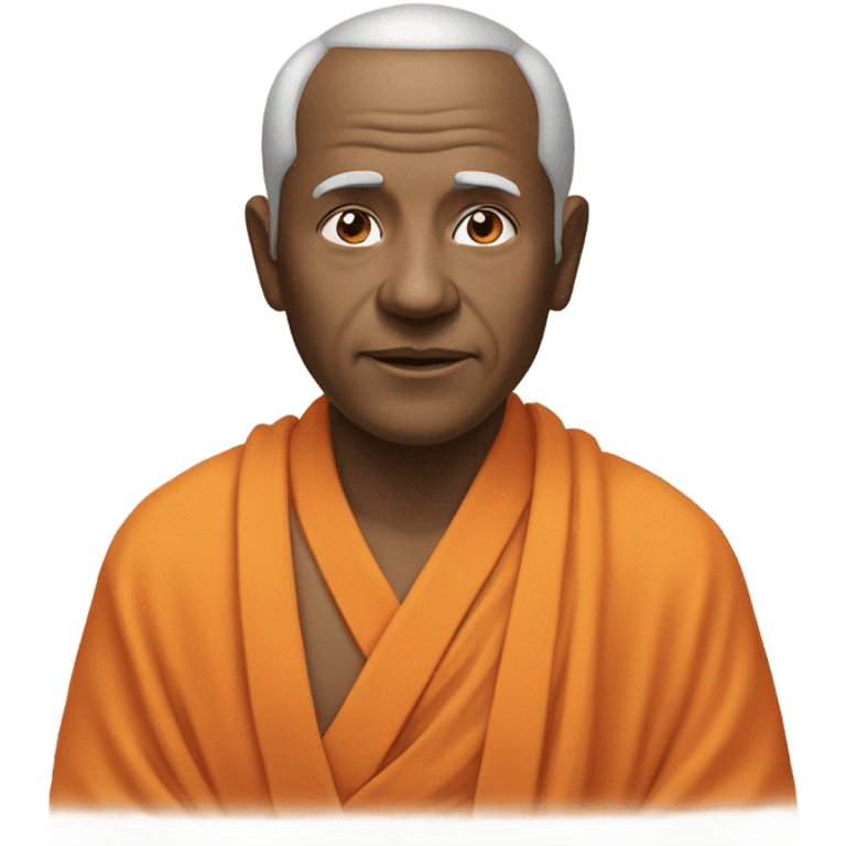 an old yogi with a peaceful and meditative expression. The character should be wearing an orange robe, symbolizing traditional yogic attire. The yogi can be sitting in a lotus position emoji