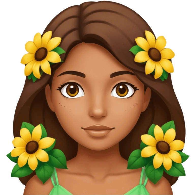 Brazilian girl with flowers emoji