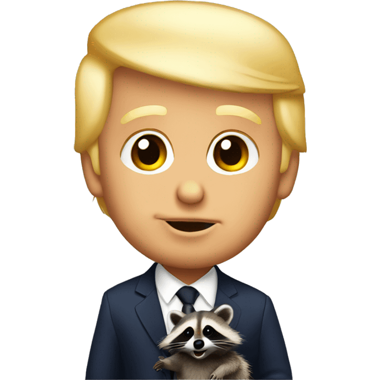 donald trump with a baby raccoon emoji