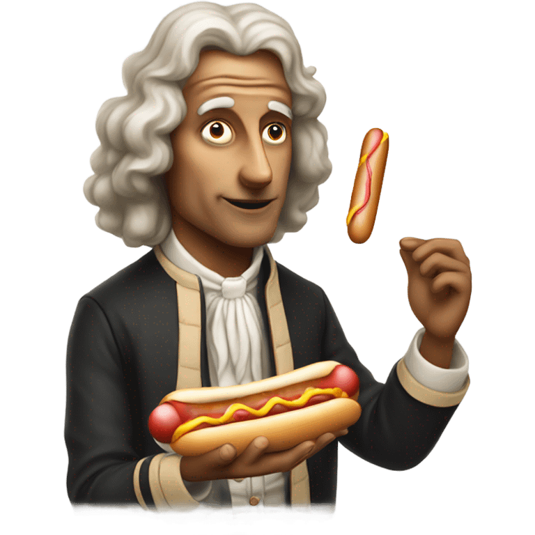 Isaac newton eating a hot dog emoji