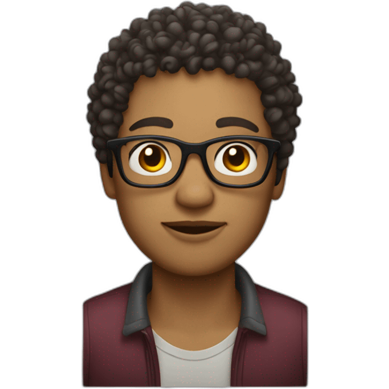 curly short haired man wearing square glasses light skin emoji