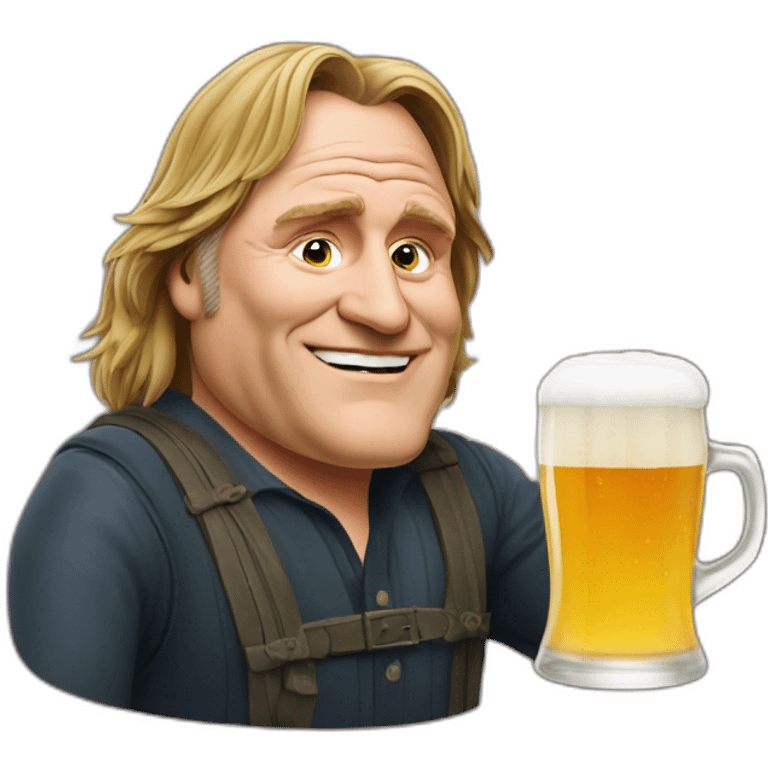 Gerard depardieu with beer emoji