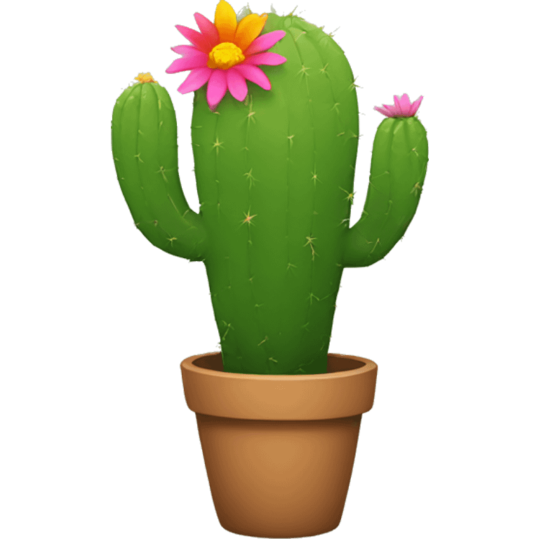 Cactus with bright colors and flowers sprouting emoji