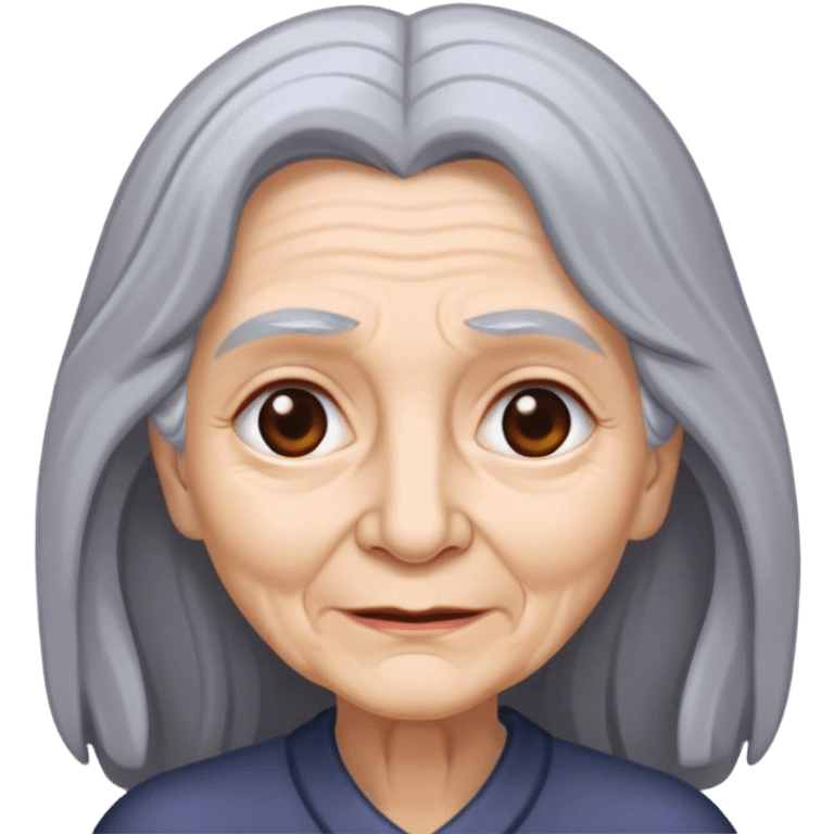 Old woman with very long gray hair emoji