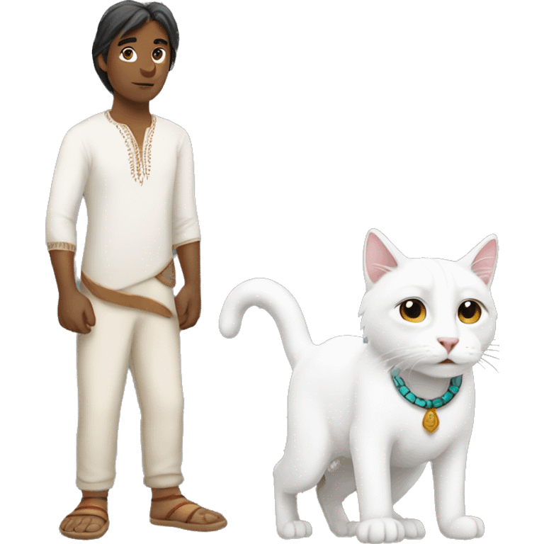 white cat and indian man  emoji