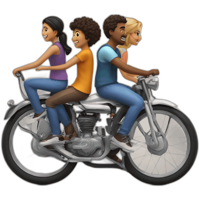 3 friends are going in bike emoji