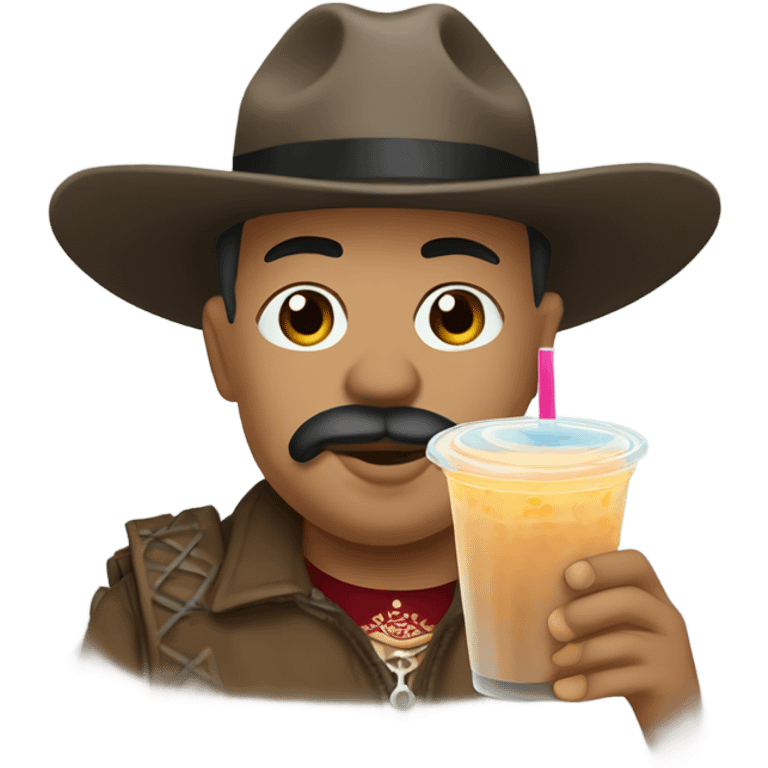 Pancho villa drinking bubble tea emoji