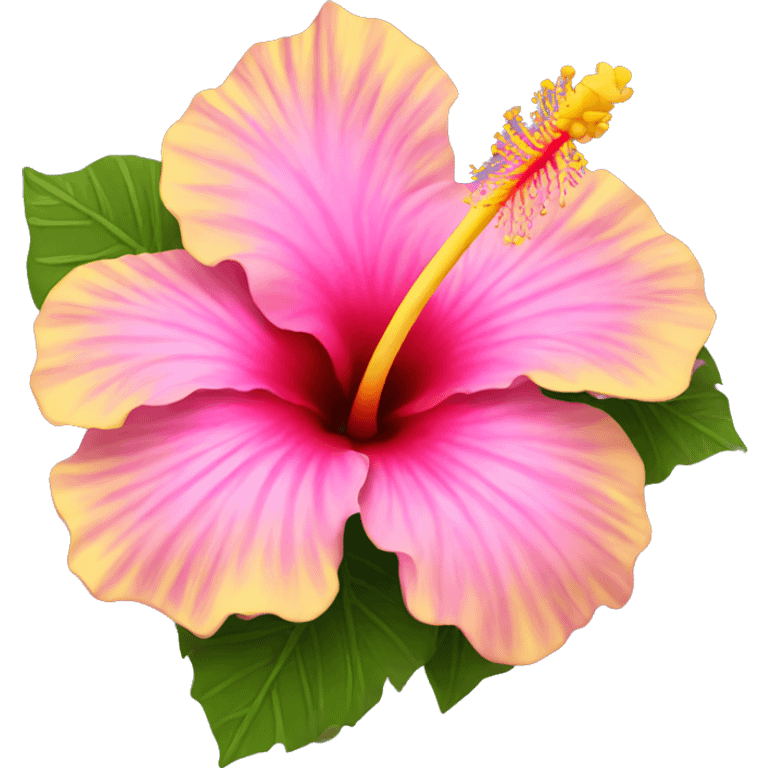 yellow and pink hibiscus flower emoji