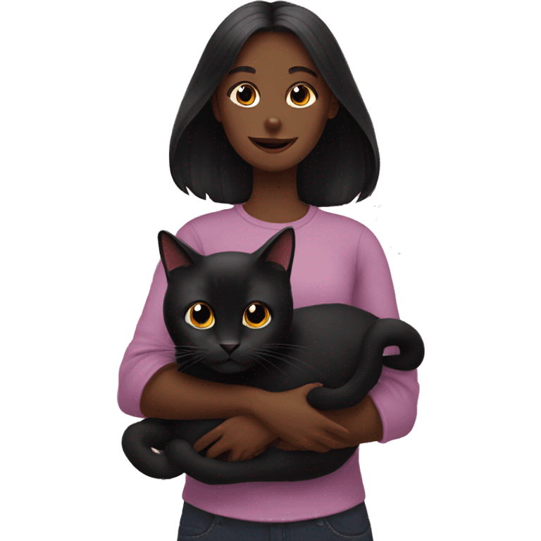 black cat with a girl emoji