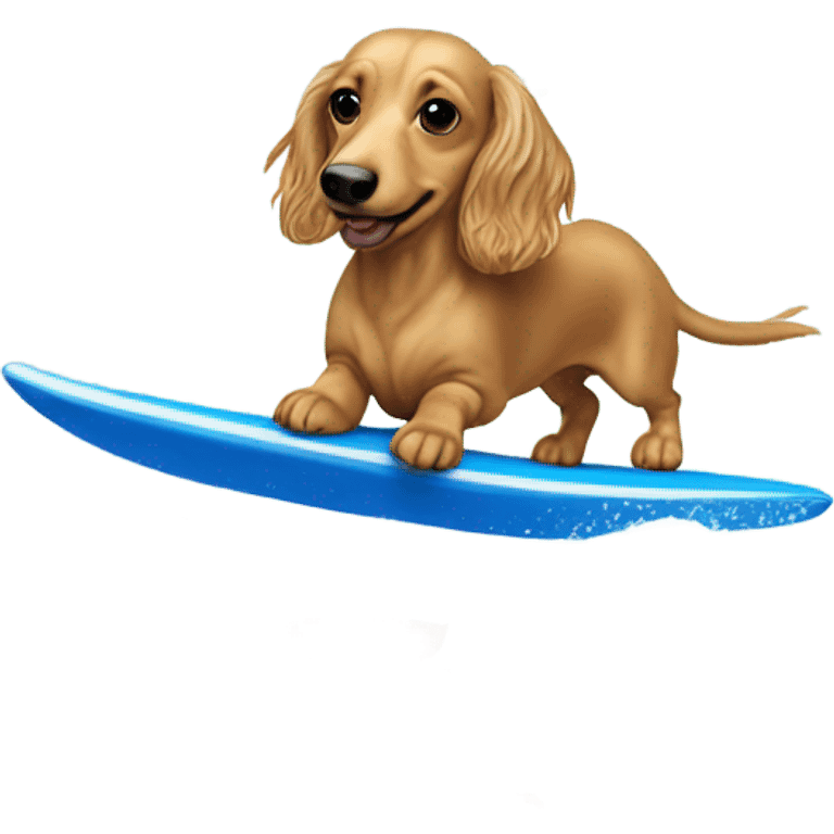 Long haired dachshund cream waterskiing  emoji