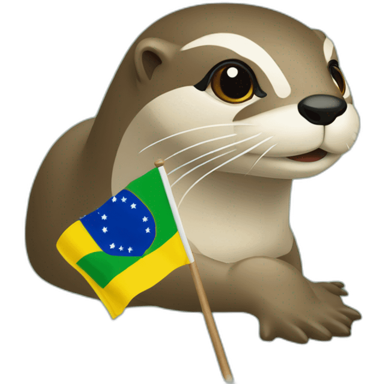 Loutre sur un drapeau du Brésil emoji