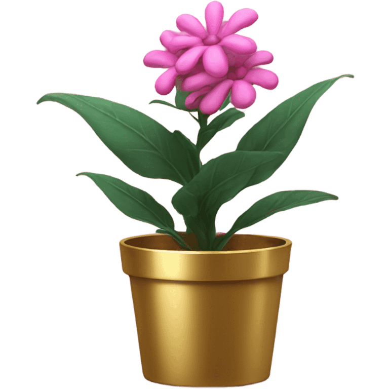 Pink plant in gold pot emoji