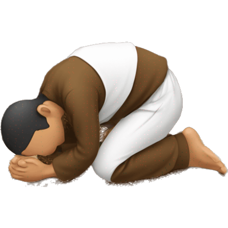 Brown Muslim praying on rug emoji