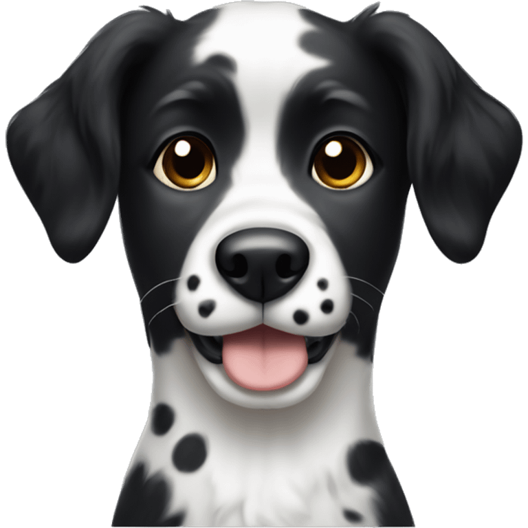 Black and white dog with black spots on nose, wavy fur emoji