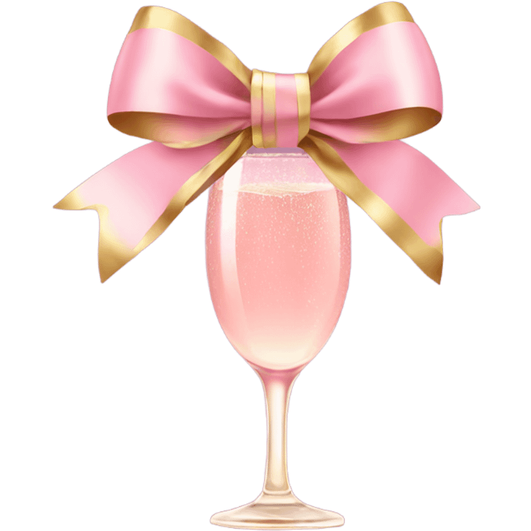 Pink champagne with gold bow emoji