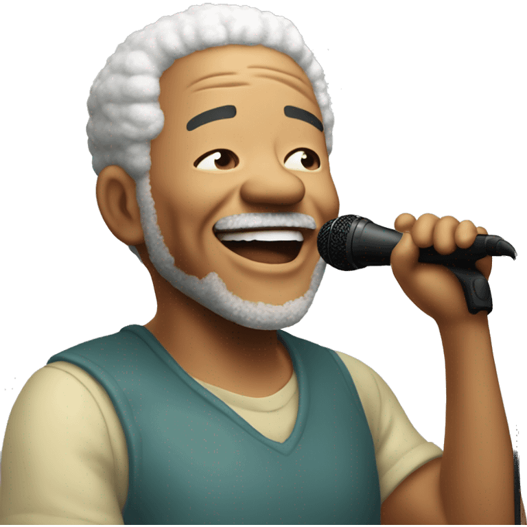 Bill Withers singing the words "Lovely Day!" emoji