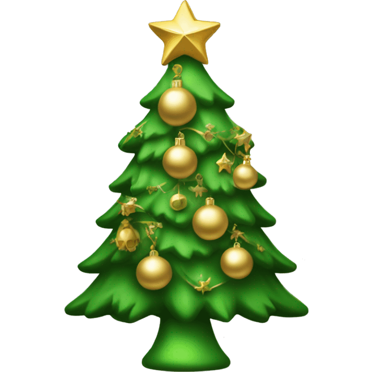 a green Christmas tree with gold ornaments make it a vanilla aesthetic emoji