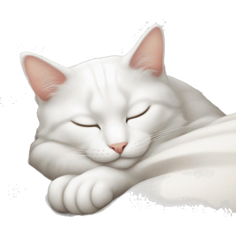 White cat sleeping  emoji