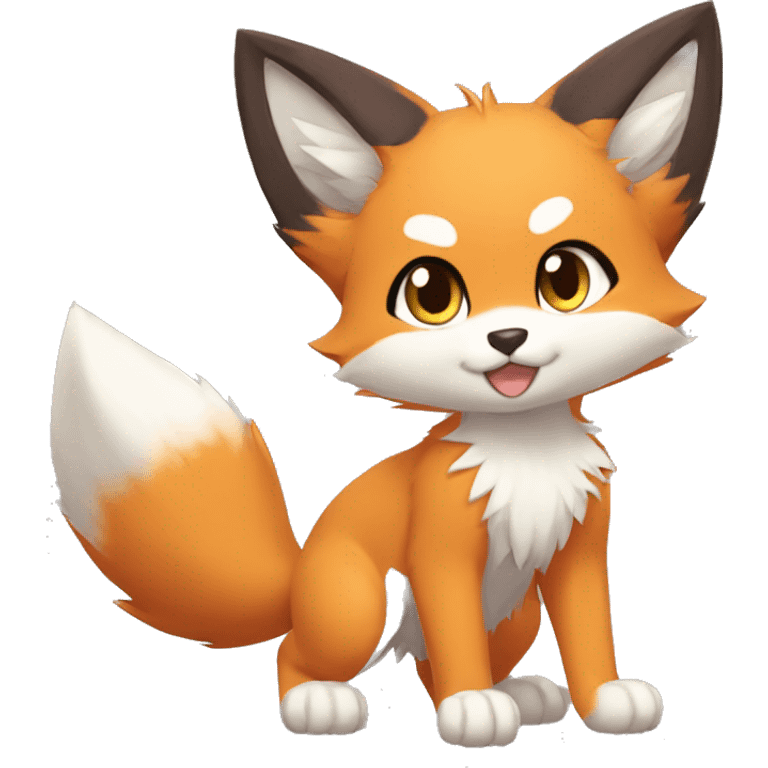 a anthro fur-sona kemono-style-chibi-style cat-fox-Fakémon-hybrid full body emoji