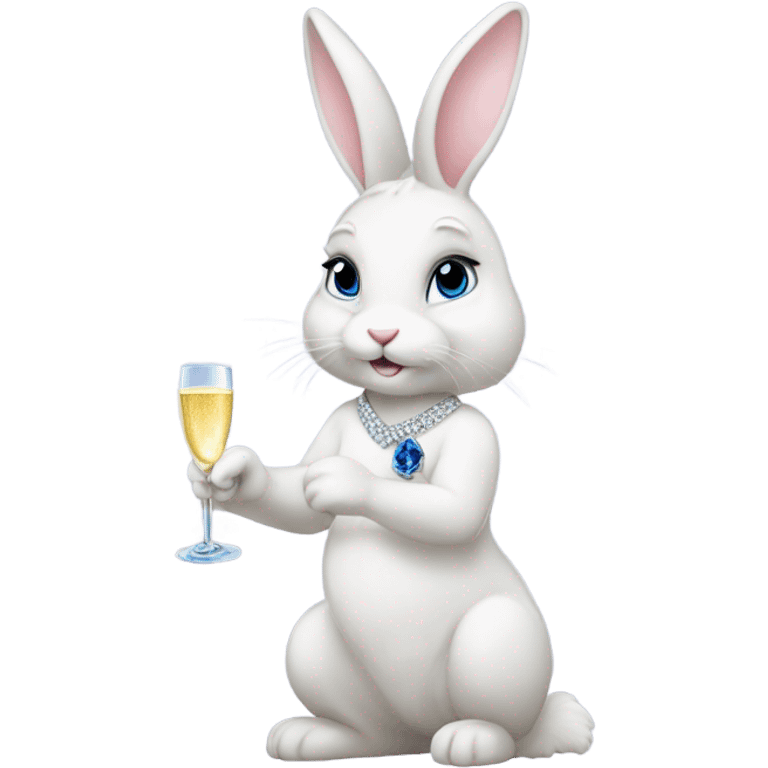 white female bunny wearing sapphires drinking champagne  emoji