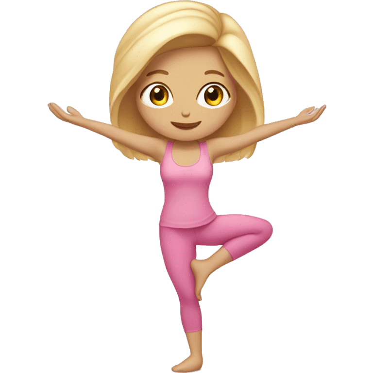 blonde yoga girl light pink clothes n emoji